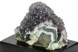 Wide, Purple Amethyst Crystal Cluster On Wood Base - Uruguay #101450-3